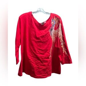 Bob Mackie Wearable Art Phoenix Shirt – Size 2X – Rare Statement Piece